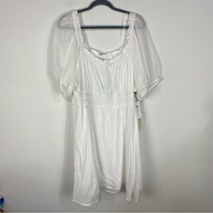 Nine Britton white square neckline puff sleeve mini dress bridal senior resort